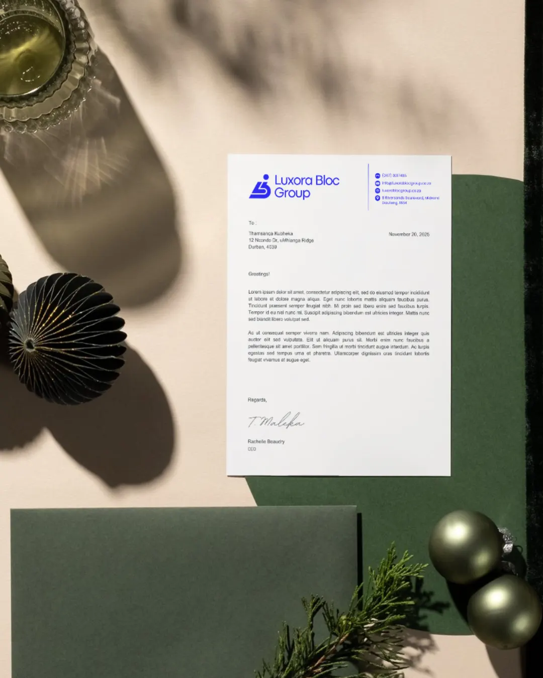 Luxora Bloc Group — Stationery